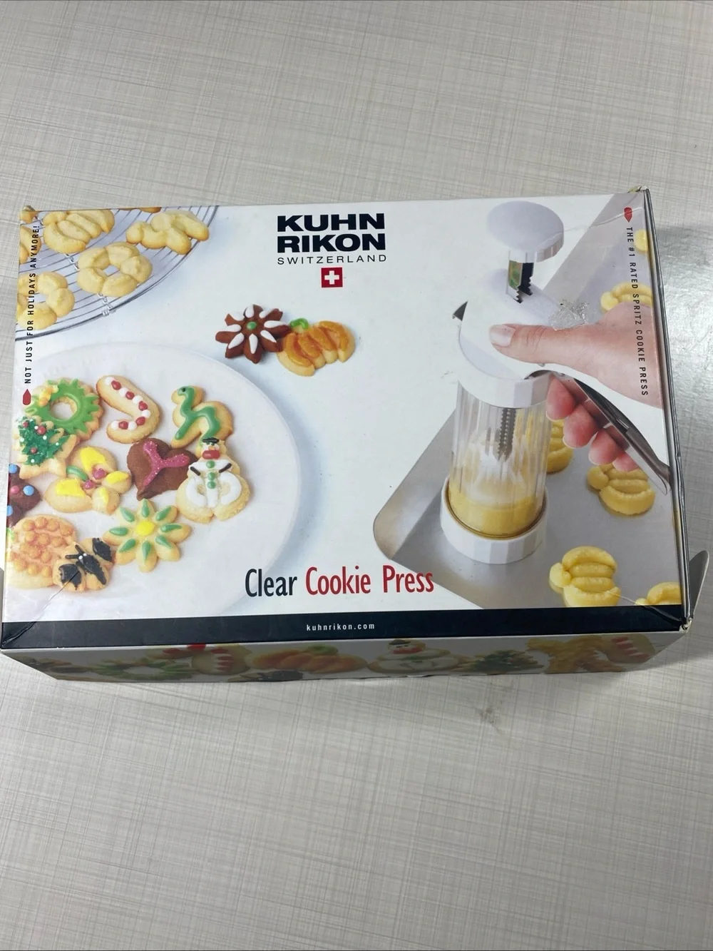 Open Box Kuhn Rikon clear cookie press stainless steel handle
